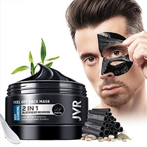 JVR Maschera Nera Viso Punti Neri, di comedone, Esfolianti e Detergenti, Blackhead, con carbone attivo, per la rimozione del comedone 120ml