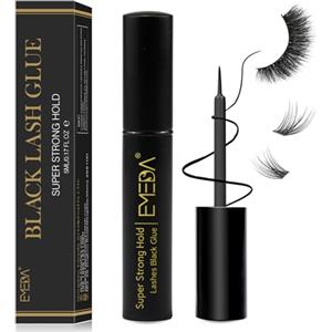 EMEDA Colla Nera per Ciglia Finte, colla per ciglia a strisce Black Eyelash Glue, Glue Eyelashes, colla adesiva per ciglia ad asciugatura rapida 5ml 0.17oz colla per extension ciglia a grappolo