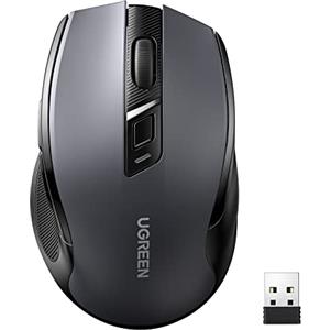 UGREEN Mouse Wireless 2.4 GHz con Ricevitore USB, Mouse Ergonomico Silenzioso 5 Livelli DPI 4000 Max, Durata ‎Batteria18 Mesi per PC/Mac/Laptop, Windows, macOS e Linux-Nero