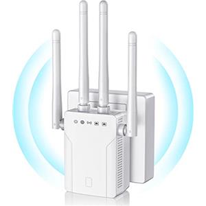 MEETOWN Ripetitore WiFi, 300M Amplificatore Segnale WiFi con 4 antenne, Connessione LAN, WPS, Ripetitore WiFi Lungo Raggio Compatibile con Il 99% dei Router Standard, Copre Fino a 30 Dispositivi