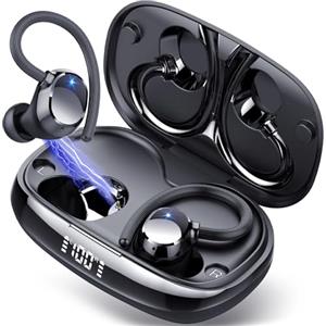 Tukio Cuffie Bluetooth Sport, Auricolari Bluetooth 5.3, Cuffie Wireless HiFi Stereo con HD Mic Chiamata Cancellazione Rumore, 80 Ore Cuffiette Bluetooth con Display LED, IP7 Impermeabili Auricolari Wireless