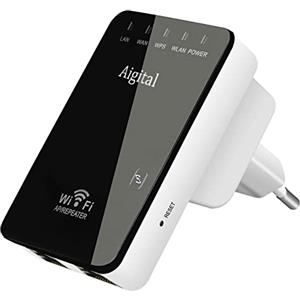 aigolink Ripetitore WiFi Wireless 300Mbps, Mini Compact Amplificatore WiFi, WiFi Extender e Access Point, Porte LAN, 2 Antenne, Pulsante WPS, Ribetitore Segnale WiFi Casa Compatibile con Modem Fibra e Adsl