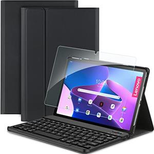 EasyAcc Cover Custodia con Tastiera Italiano per Lenovo Tab M10 Plus (3rd Gen) gener 10.6 Pollici Protettiva Cover con Vetro Temperato, con Rimovibile Senza fili Bluetooth Layout Italiano, Nero