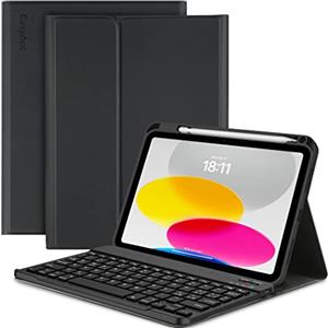 EasyAcc Custodia con Tastiera Italiana QWERTY Compatibile con iPad 10 Generazione 10,9 Pollici 2022 A2757/A2777 Custodia con Tastiera Bluetooth e Portapenne, Nero