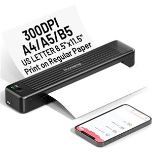 Phomemo P831 Stampante Portatile, Stampante Termica A4 per Viaggi, Ufficio, Stampante Bluetooth a 300 DPI Compatibile con Laptop e Telefoni Cellulari, Supporta Carta Comune A4