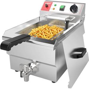 Valgus Friggitrice elettrica professionale in acciaio inossidabile 3000W 10L Friggitrice da cucina di grande capacità con cestello e coperchio, sistema di scarico