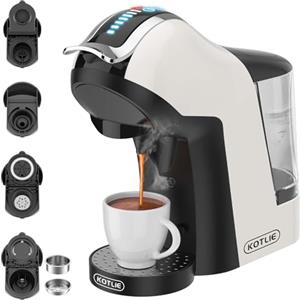 KOTLIE EM-308A Macchina da caffè a capsule 5 in 1,per Nes Original/per a modo mio/per D G/ESE(44mm)/Caffè in polvere,supporto per l'estrazione a freddo(Bianco)