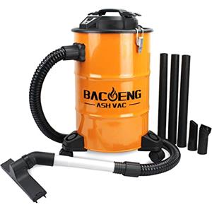 BACOENG Aspiracenere Stufa Pellet con Sistema di Filtraggio a Due Fasi, 20L Bidone Aspiracenere, 1200W