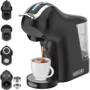 KOTLIE Macchina da caffè 5 in 1 con estrazione a freddo e a caldo per Nes Original/per D G/Caffè macinato/ESE (44 mm)/per a modo mio(EM-308A) Nero