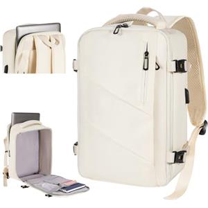 Gluckstar Zaino per Ryanair/Wizzair 40X20X25, Zaino da Viaggio Cabina Bagaglio a Mano 15 Pollici Zaino Porta Pc Donna Uomo, Borse da Viaggi Trekking Zaini Aereo Lavoro Zainetto 20L Beige