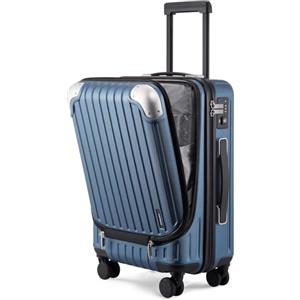 LEVEL8 Valigia Bagaglio a Mano 55CM Valigia Trolley Rigido Ultra Leggero in ABS+PC Valigie con Chiusura TSA e 4 Ruote Doppie Girevoli, 55x37x25CM, 42L, Blu