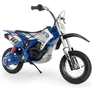 INJUSA - Moto Cross Blue Fighter, Moto Elettrica per Bambini di 6 a 10 Anni, Batteria 24V, con Acceleratore a Pugno, Freno a Tamburo e Ruote Gonfiabili, Velocità Massima 11 Km/h, Colore Blu