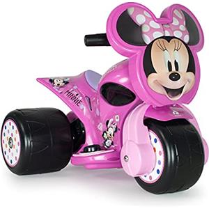 INJUSA - Triciclo Elettrico Minnie Mouse, per Bambini dai 1 a 3 Anni, Batteria 6V, con Acceleratore a Pedale e 3 Ruote Larghe in Plastica, Velocità Massima 3 km/h, Colore Rosa