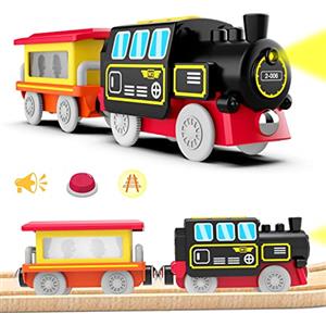 LiRiQi Locomotiva ad Azione a Batteria, Treno Elettrico per Bambini, Rail Treno passeggeri, Auto Giocattolo da Pista, Regalo Giocattolo Educativo, Età Raccomandata 3+ Anni, Compatibile BRIO