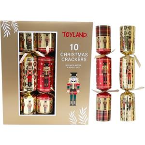 Toyland® Confezione da 10 grandi crackes di lusso senza scatto - Bomboniere per cene - Schiaccianoci e tartan - Decorazione per la tavola di Natale