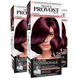 Franck Provost Tinta Permanente Riutilizzabile per Capelli con Trattamento di Bellezza Colorazione Professionale e Copertura Ottimale a Lunga Durata Colore 4.26 Viola profondo - 3 Tinte