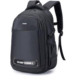 BAGZY Zaino Scuola Media Superiore Ragazzo 30l Grande con Scomparto Impermeabile per Laptop da 17,3 Pollici per Viaggi, Università, Casual 47 x 32 x 15 cm (Nero)