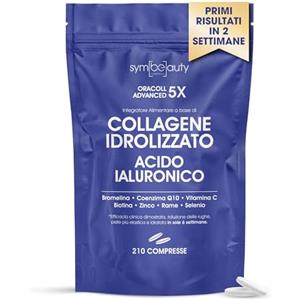 SYMBEAUTY ORACOLL COLLAGENE E ACIDO IALURONICO 2500MG - RISULTATI IN 14 GG | Collagene Idrolizzato, Coenzima Q10, Vitamina C, Biotina, Rame, Selenio, Bromelina, Zinco - Pelle, Unghie, Capelli, CLINICALLY TESTED