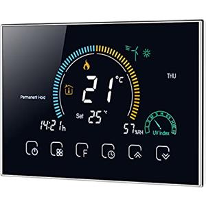 Irishom Termostato WiFi per Caldaia a Gas Controllo App Vocale/LCD Retroilluminato Visualizzazione,Termostato Programmabile Compatibile con Alexa Google Home,BHT-8000-GC (Nero)