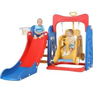 MAMIZO 4 in 1 Parco Giochi per Bambini, Scivolo per Bambini, Set di Scivoli, con Altalena Regolabile e Scivolo, Centro Attività per Bambin, Scivolo per Interni o all'aperto, Scivolo da Giardino per Bambini