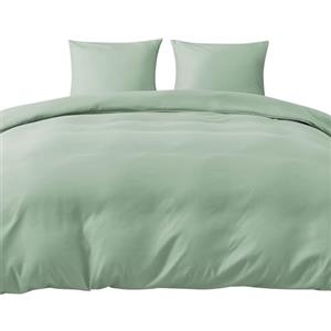 puredown 1PCS Copripiumino Singolo 135x200cm+ 1PCS Federe in Microfibra 80x80cm, Set di Copripiumino Monocromatica per Letto Singolo, Traspirante, Morbida, Oeko-Tex, Verde oliva