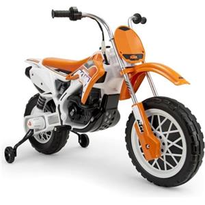 INJUSA - Moto Elettrica Cross KTM SX, Batteria 12V, per Bambini +3 Anni, con Elastici sulla Ruota Motrice, Acceleratore nel Manubrio, Freno Elettrico, Velocità 6 km/h, Arancione