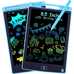 Xespis 2 Pacchi Tavoletta Grafica LCD con Display Colorato 8,5 Pollici, Tavoletta Scrittura da Disegno Cancellabile con Scheda Elettronica con Pulsante Elimina e Interruttore di Blocco (Blu+ Blu)