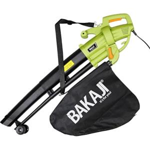 BAKAJI Aspirafoglie Elettrico da Giardino 3 in 1 Aspiratore Trituratore e Soffiatore Soffia Foglie Potenza 3000 W con Serbatoio di Raccolta 45lt Rotelle e Tracolla per Manutenzione Spazi Esterni