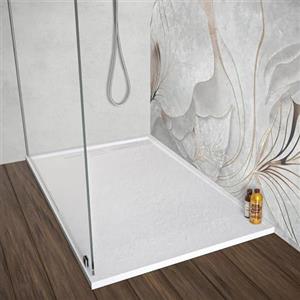 Inbagno Piatto doccia 80x120 cm bianco effetto pietra in resina, spessore 3 cm e scarico con canalina, riducibile su misura ARGO