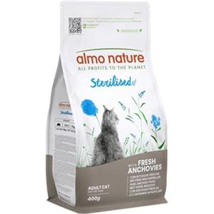 almo nature Sterilised, Crocchette per Gatti Adulti con Acciughe Fresche - Sacco da 400 g
