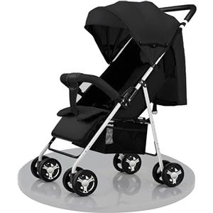 Reenborn Ultraleggero Passeggino di Soli 4,3 kg con Posizione Sdraiata Regolabile, Passeggino da Viaggio Pieghevole, Passeggino Compatto Fino a 40 kg, Carrozzina per Neonati Portatile (B013 Black)