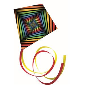 GÜNTHER FLUGSPIELE 1243 - Aquilone quadrato per bambini, pronto al volo, in poliestere a linea singola per bambini a partire da 6 anni, circa 70 x 70 cm, lunghezza coda 2 x 3 metri