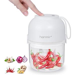 Hanmir Mini tritatutto elettrico Tritatutto per Alimenti senza fili con ricarica USB Tritatutto per Robot Culinare portatile per carne di tè e Cile (300 ml)