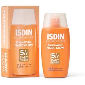 ISDIN Fusion Water MAGIC GLOW SPF 30 Crema solare viso con texture ultraleggera e fase esterna acquosa con effetto luminoso, 50 ml