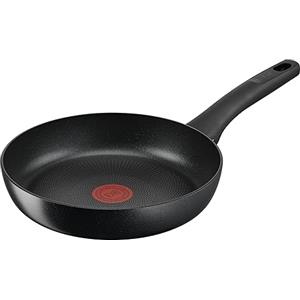 Tefal G28804 Hard Titanium On padella 24 cm | alluminio | rivestimento antiaderente sicuro | indicatore di temperatura del segnale termico | adatto a tutti i piani cottura | adatto a induzione | nero