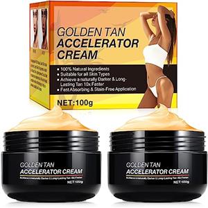 CCKULOOB Premium Tanning Accelerator Cream, 2 Pezzi Crema Accelerante Abbronzante Morbida Marrone, Gel Abbronzante Intensivo, Acceleratore Abbronzante per abbronzatura, abbronzatura naturale, 100g*2