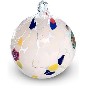 Gocce di Murano Palle di Natale in vetro di Murano confezione coppia 2 palline grandi in vetro soffiato colorate lavorazione artigianale eleganti decorazioni natalizie per albero di natale (Bianco, 2)