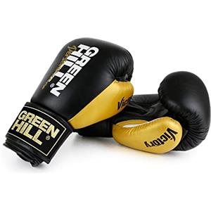 GREEN HILL VICTORY GUANTI DA BOXE GUANTONI PUGILATO PELLE GREENHILL (16 oz, Nero)