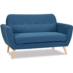 milani home Divano 2 Posti Blu Melange Stile Moderno di Design Contemporaneo con Bottoni per Salotto Casa Hotel, Stile Moderno, Cm 147x79x86 H