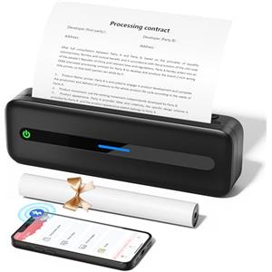 ItriAce Stampante Portatile, Stampante Termica A4 Senza Inchiostro per Smartphone e Laptop, Stampante Wireless Bluetooth con 1 Rotoli Carta Termica A4, Adatta per Casa