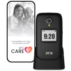 SPC Polaris - Telefono 4G per anziani con tasti grandi e tasto SOS, Compatibile con app per gestione remota SPC Care (iOS & Android), localizzazione GPS e avvisi di sicurezza, Nero