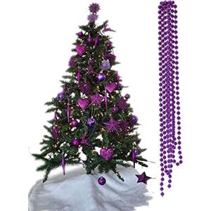 UKDeals Direct® Decorazione per albero di Natale con motivo a goccia, colore: viola scuro (ghirlanda di perline da 3 m)