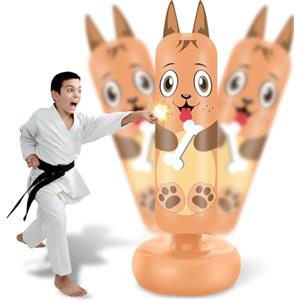 NZQXJXZ Sacco da Boxe Gonfiabile per Bambini, 185cm Pungiball Bambini, Giocattolo per Cuccioli, Regali per Ragazzi e Ragazze, Set di Sacco da Boxe da Terra per Praticare Karate, Taekwondo, MMA