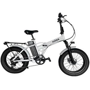 Nilox K10 Plus Fat Bike Elettrica, Bici Elettrica Pieghevole Assemblata in Italia con Batteria Removibile, Autonomia fino a 60 km, Motore 250W e Cambio 6 velocità, Colore Bianco