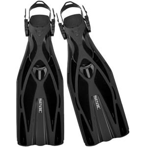 SEAC F1, Pinne da Subacquea Leggere 730 g per Alte Prestazioni in Immersione, Cinghiolo Regolabile Unisex Adulto, Nero, S/M