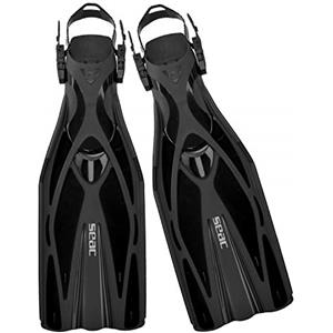 SEAC F1, Pinne da Subacquea Leggere 730 g per Alte Prestazioni in Immersione, Cinghiolo Regolabile Unisex Adulto, Blu, M/L