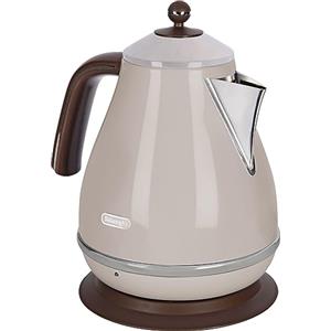 De'Longhi KBOV2001.BG Bollitore Elettrico Icona Vintage, Grande Capacità 1,7L, Filtro Anticalcare Lavabile, Spegnimento Automatico, Indicatore Livello Acqua, Piedini Antiscivolo, Avvolgicavo, Beige