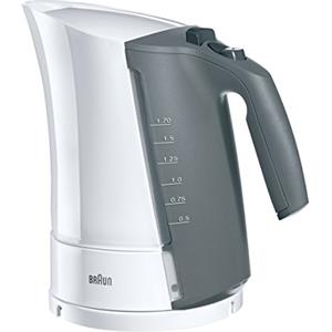 Braun WK300 Bollitore elettrico, Capacità 1,7L, Ebollizione Rapida in 45 Secondi, Impugnatura Ergonomica, Base Girevole a 360°, Avvolgicavo e Piedini Antiscivolo, Bianco