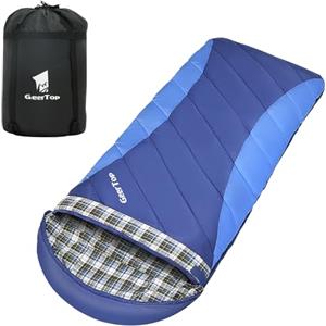 GEERTOP Sacco nanna XXL 4 stagioni, in flanella, 220 x 100 cm, per adulti, compatto, portatile, per campeggio, escursioni, backpack, outdoor, interni (blu)