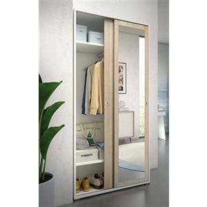 Dmora Guardaroba a 2 Ante scorrevoli con Barra Appendiabiti, 100% Made in Italy, Armadio Moderno da Camera da Letto, Mobile con Anta a Specchio, cm 90x45h195, Colore, Rovere e Bianco